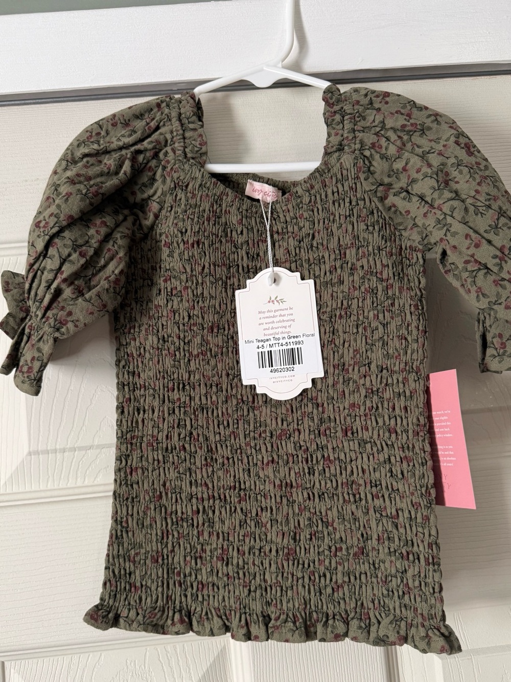NWT Ivy City Co Mini Teagan Top in Green Floral (4/5T)